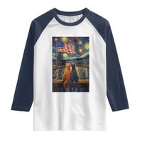 Starry Night Cat Patriotic American Pride Raglan Shirt