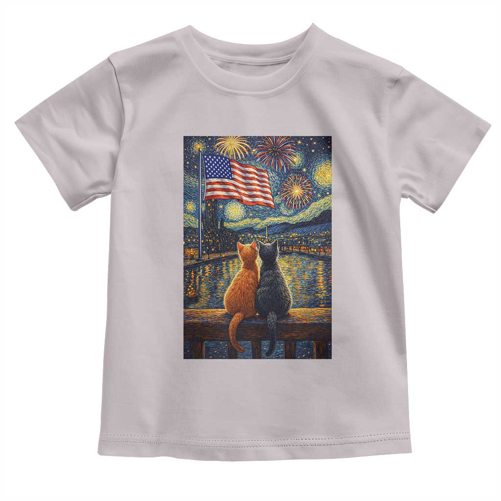 Starry Night Cat Patriotic American Pride Toddler T Shirt