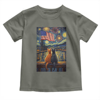 Starry Night Cat Patriotic American Pride Toddler T Shirt