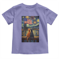 Starry Night Cat Patriotic American Pride Toddler T Shirt