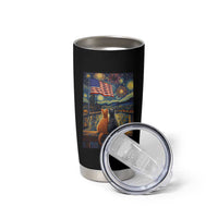 Starry Night Cat Patriotic American Pride Tumbler Cup
