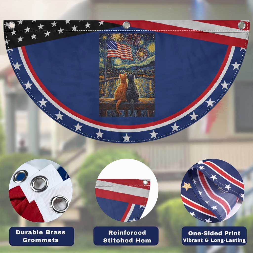 Starry Night Cat American Pride Patriotic Fan Flag Kitten Lover