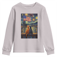 Starry Night Cat Patriotic American Pride Youth Sweatshirt