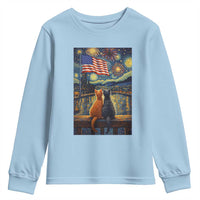 Starry Night Cat Patriotic American Pride Youth Sweatshirt