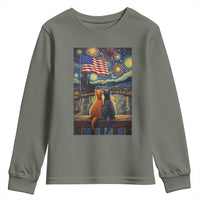 Starry Night Cat Patriotic American Pride Youth Sweatshirt