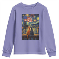 Starry Night Cat Patriotic American Pride Youth Sweatshirt