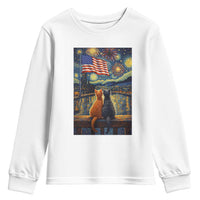 Starry Night Cat Patriotic American Pride Youth Sweatshirt