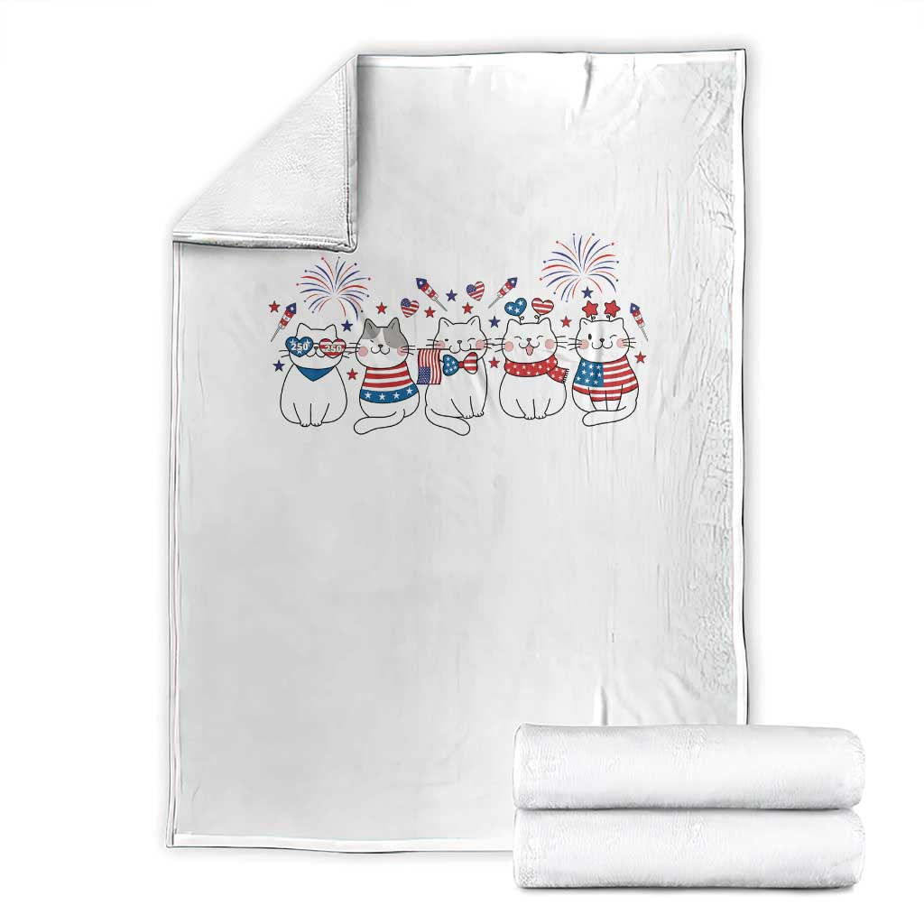 Patriotic Cat Lover Gift Throw Blanket America 250 Anniversary