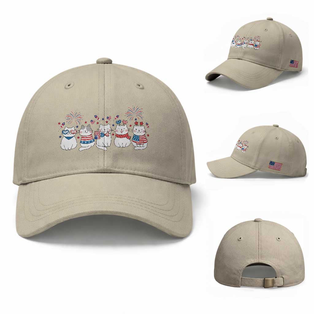 Patriotic Cat Lover Gift Baseball Cap America 250 Anniversary