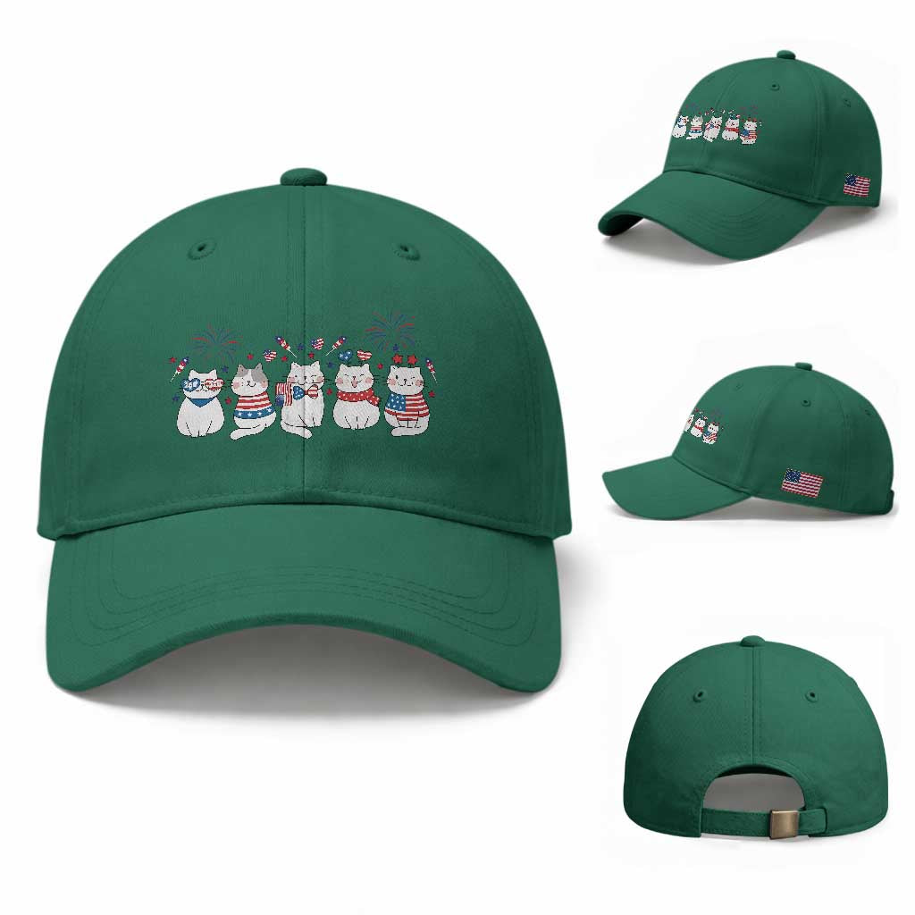 Patriotic Cat Lover Gift Baseball Cap America 250 Anniversary