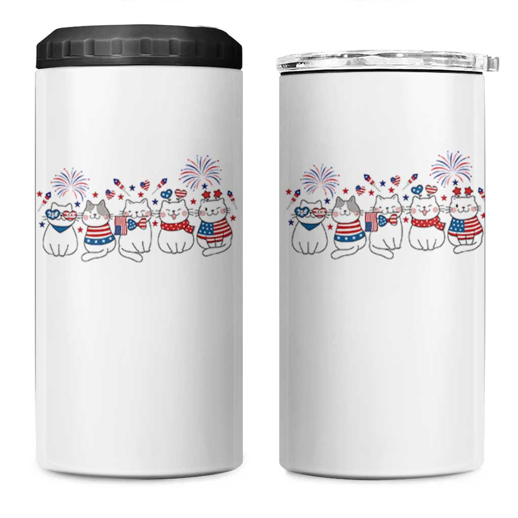 Patriotic Cat Lover Gift 4 in 1 Can Cooler Tumbler America 250 Anniversary