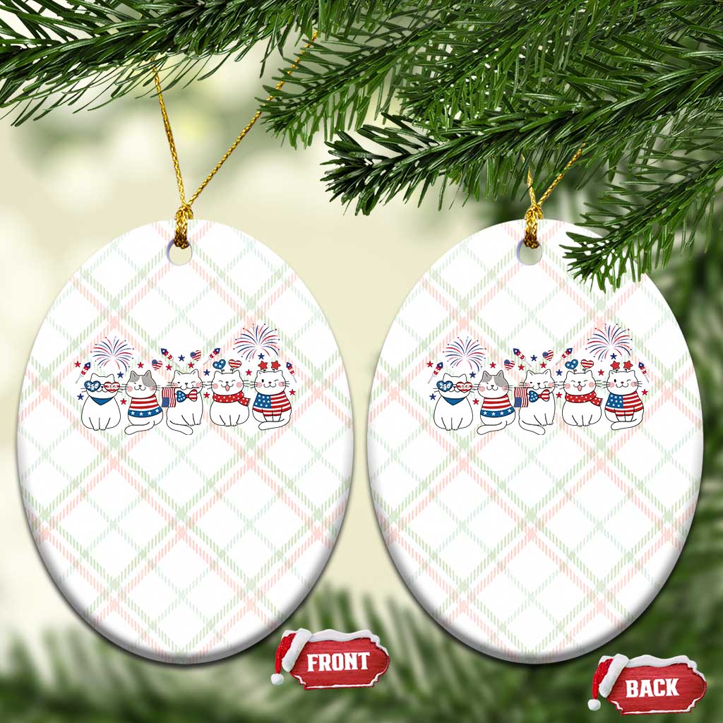 Patriotic Cat Lover Gift Ceramic Ornament America 250 Anniversary
