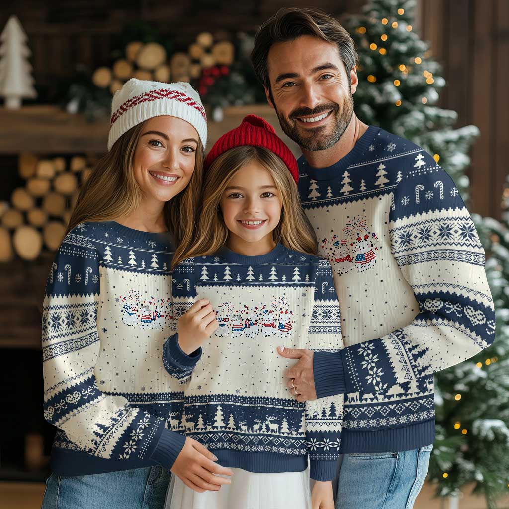 Patriotic Cat Lover Gift Ugly Christmas Sweater America 250 Anniversary