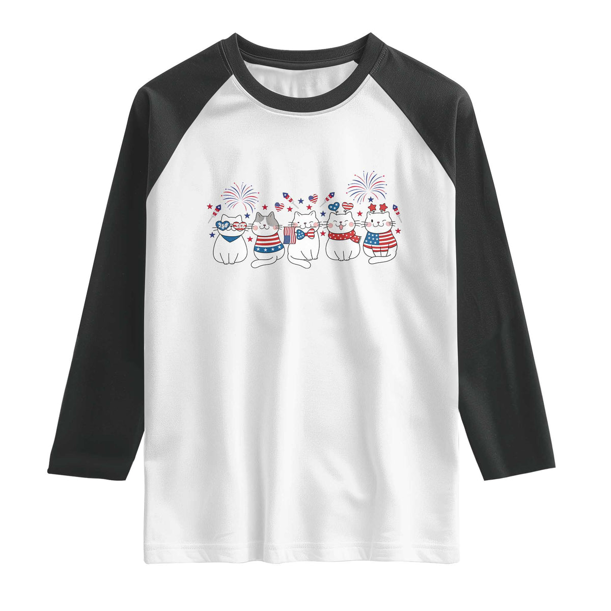Patriotic Cat Lover Gift Raglan Shirt America 250 Anniversary