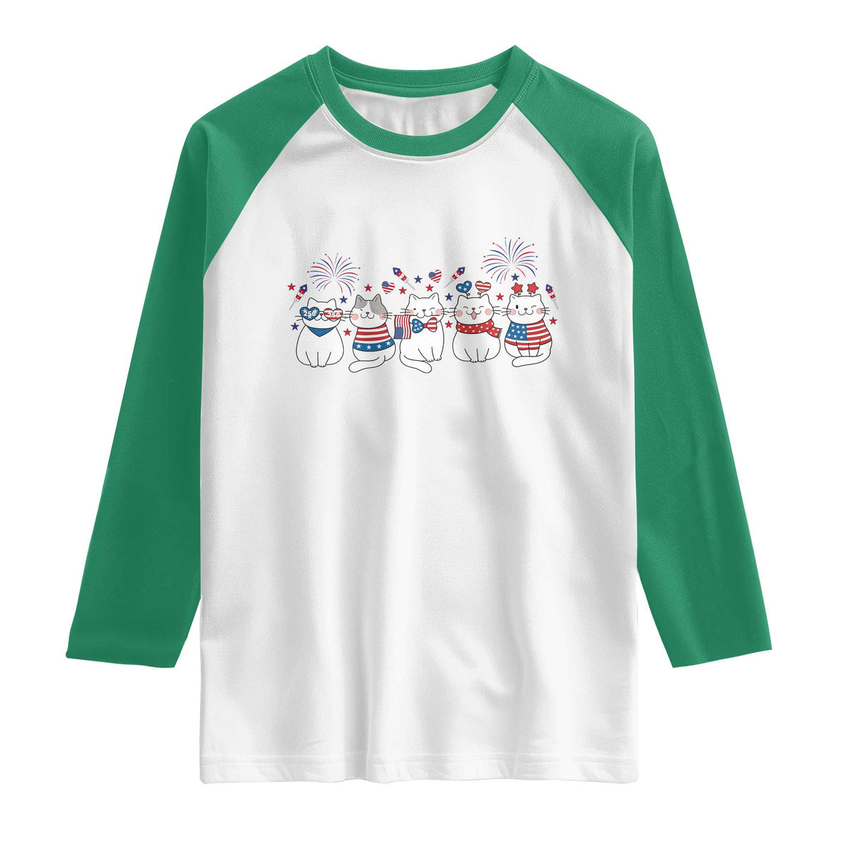 Patriotic Cat Lover Gift Raglan Shirt America 250 Anniversary