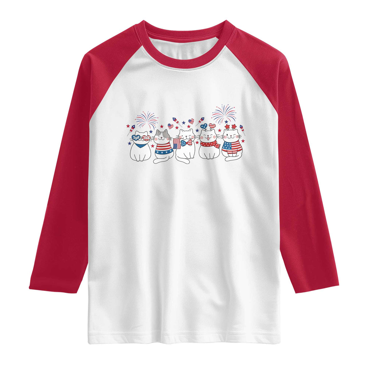 Patriotic Cat Lover Gift Raglan Shirt America 250 Anniversary