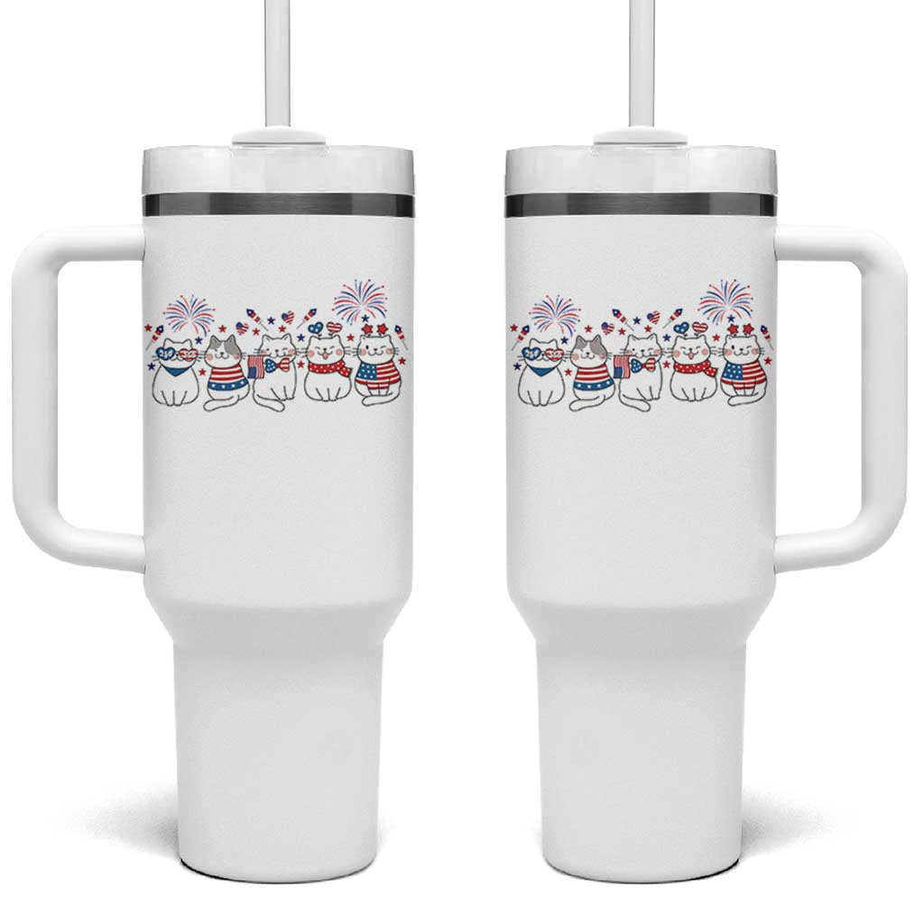 Patriotic Cat Lover Gift Tumbler With Handle America 250 Anniversary