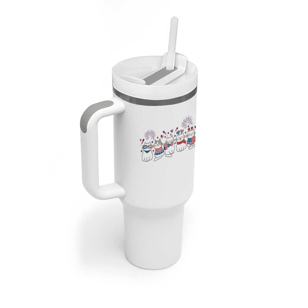 Patriotic Cat Lover Gift Tumbler With Handle America 250 Anniversary