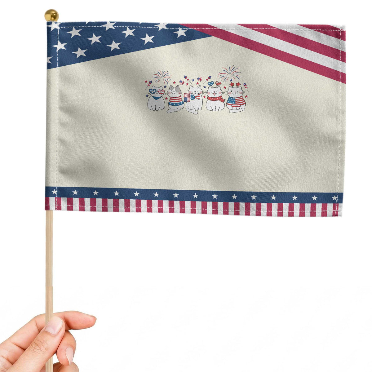Patriotic Cat Lover Gift Patriotic Handheld Flag America 250 Anniversary