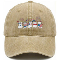 Patriotic Cat Lover Gift Washed Cotton Baseball Cap America 250 Anniversary