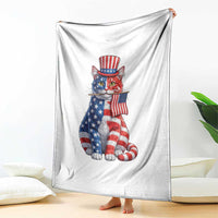 Proud American Cat Lover Throw Blanket Patriotic Animal Lover Gift