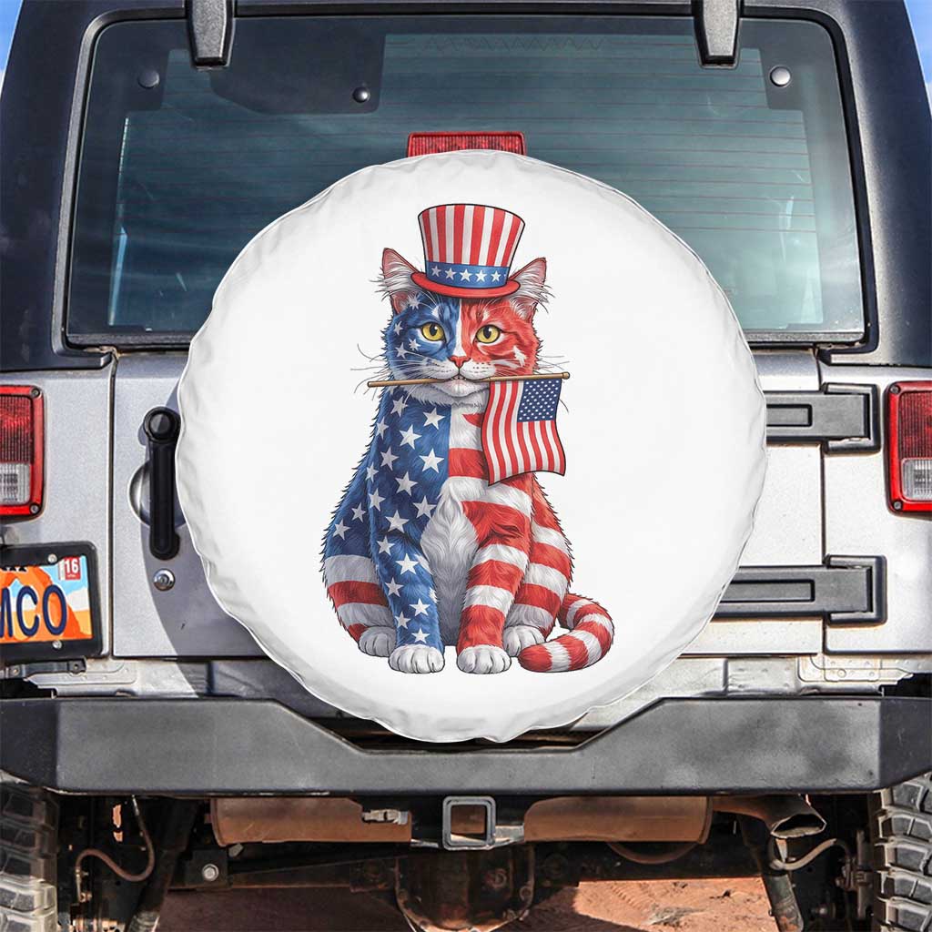Proud American Cat Lover Spare Tire Cover Patriotic Animal Lover Gift