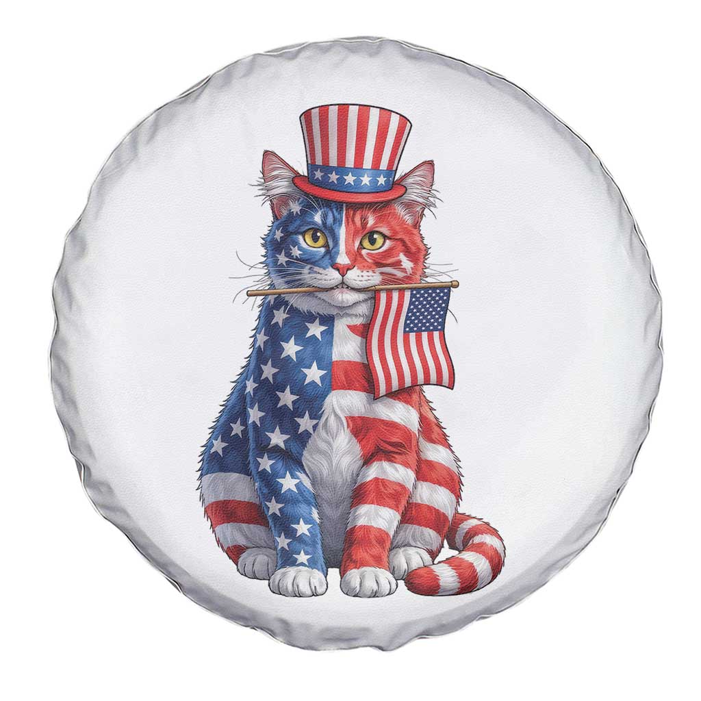 Proud American Cat Lover Spare Tire Cover Patriotic Animal Lover Gift