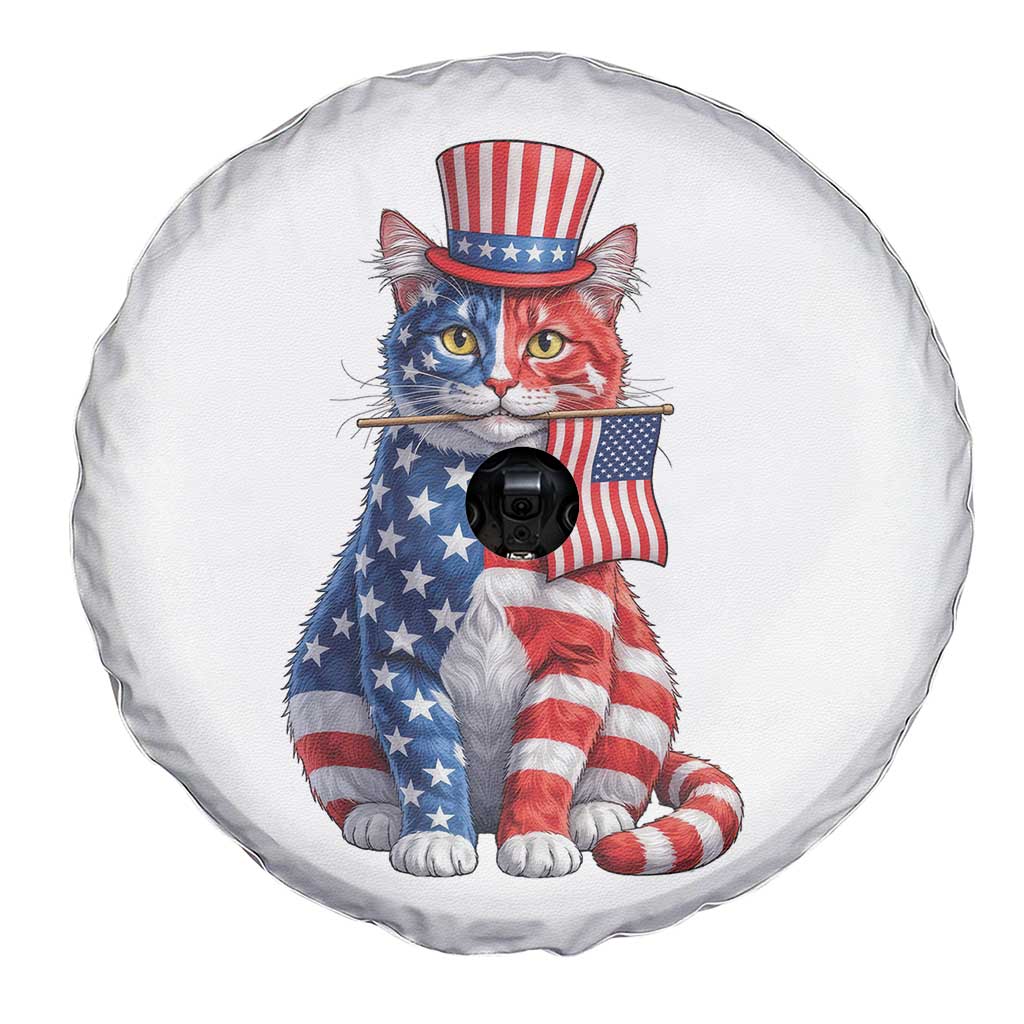 Proud American Cat Lover Spare Tire Cover Patriotic Animal Lover Gift