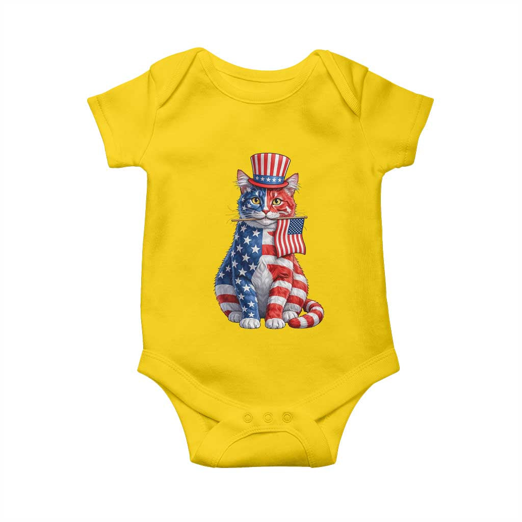 Proud American Cat Lover Baby Onesie Patriotic Animal Lover Gift