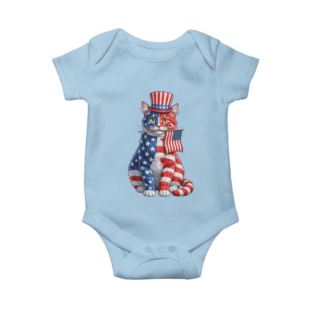 Proud American Cat Lover Baby Onesie Patriotic Animal Lover Gift