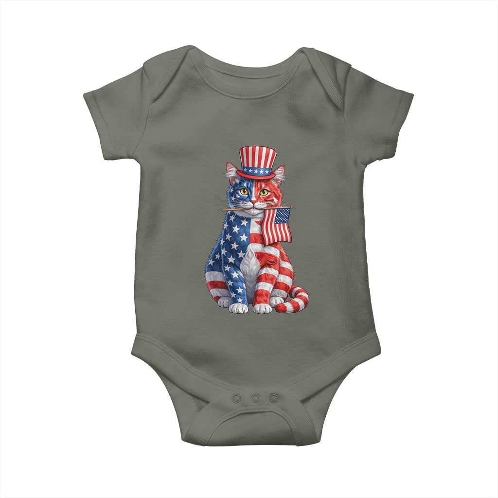 Proud American Cat Lover Baby Onesie Patriotic Animal Lover Gift