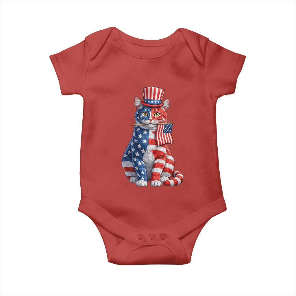 Proud American Cat Lover Baby Onesie Patriotic Animal Lover Gift