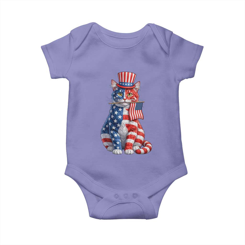 Proud American Cat Lover Baby Onesie Patriotic Animal Lover Gift