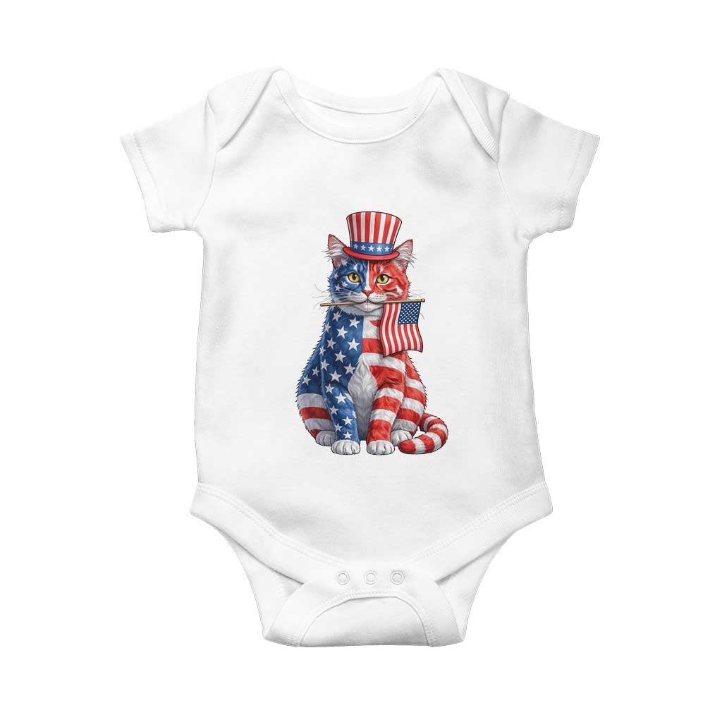Proud American Cat Lover Baby Onesie Patriotic Animal Lover Gift