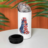Proud American Cat Lover 4 in 1 Can Cooler Tumbler Patriotic Animal Lover Gift
