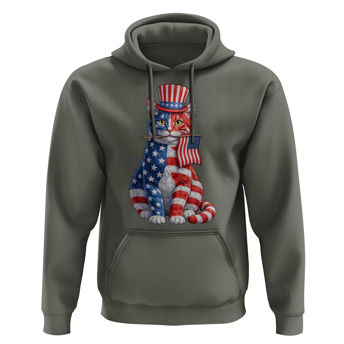 Proud American Cat Lover Hoodie Patriotic Animal Lover Gift