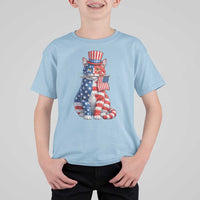 Proud American Cat Lover T Shirt For Kid Patriotic Animal Lover Gift