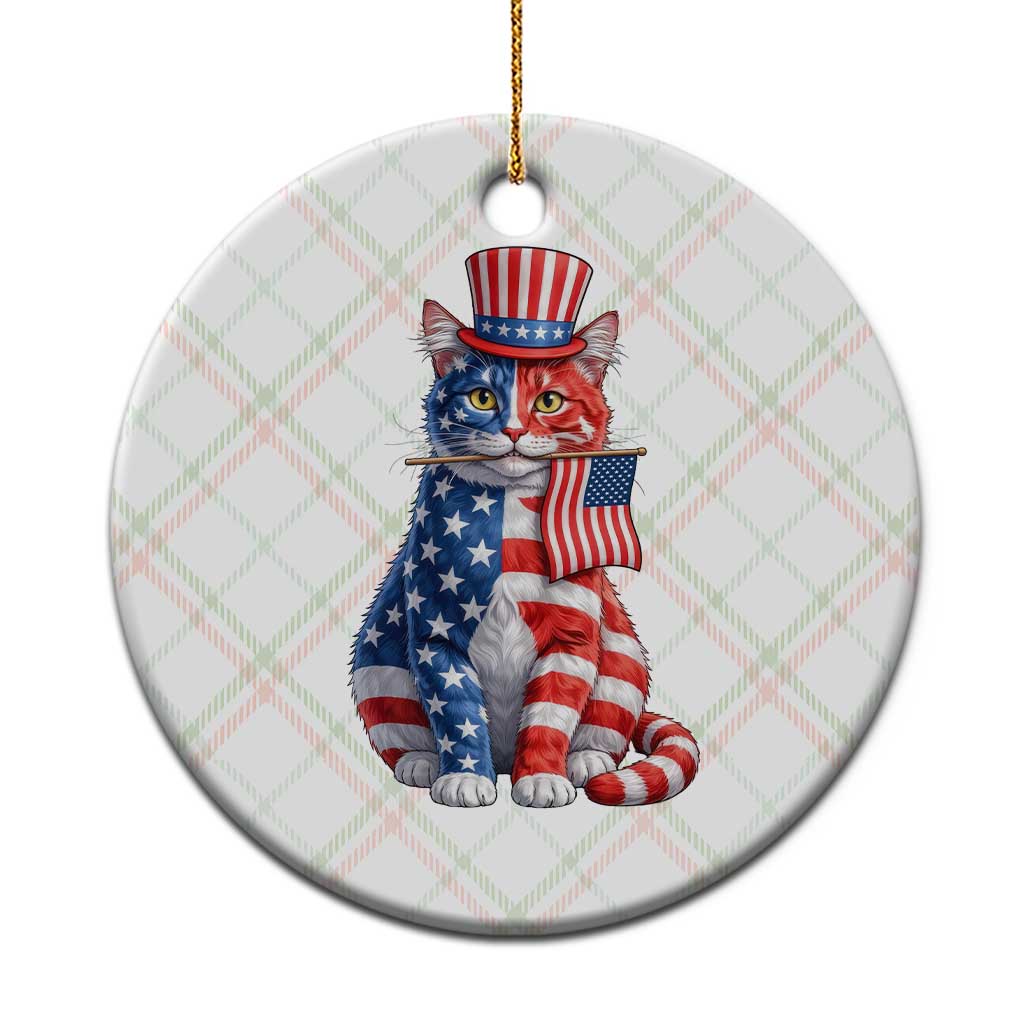 Proud American Cat Lover Ceramic Ornament Patriotic Animal Lover Gift