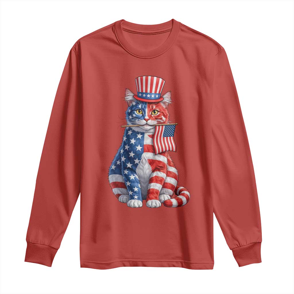Proud American Cat Lover Long Sleeve Shirt Patriotic Animal Lover Gift