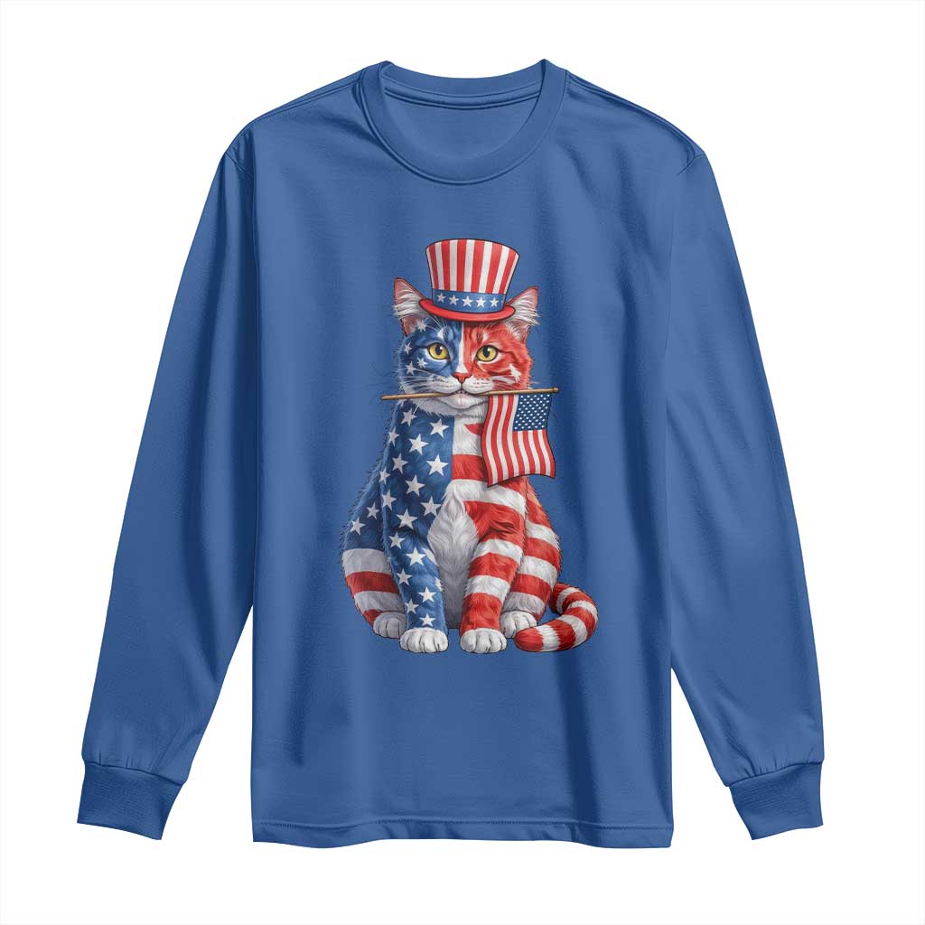 Proud American Cat Lover Long Sleeve Shirt Patriotic Animal Lover Gift