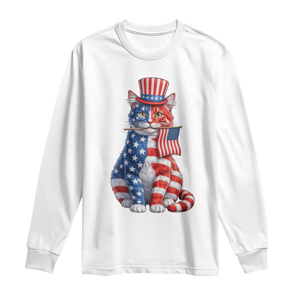 Proud American Cat Lover Long Sleeve Shirt Patriotic Animal Lover Gift