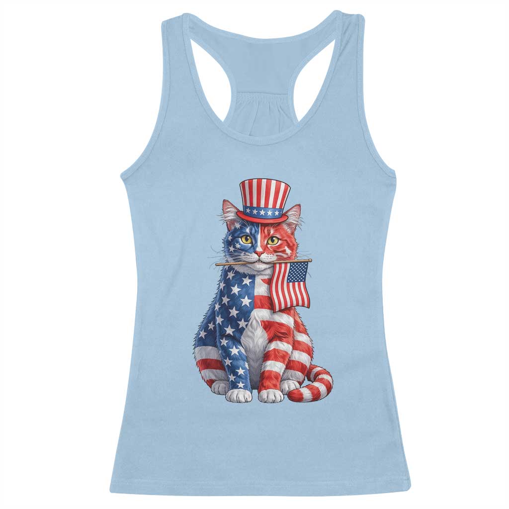 Proud American Cat Lover Racerback Tank Top Patriotic Animal Lover Gift