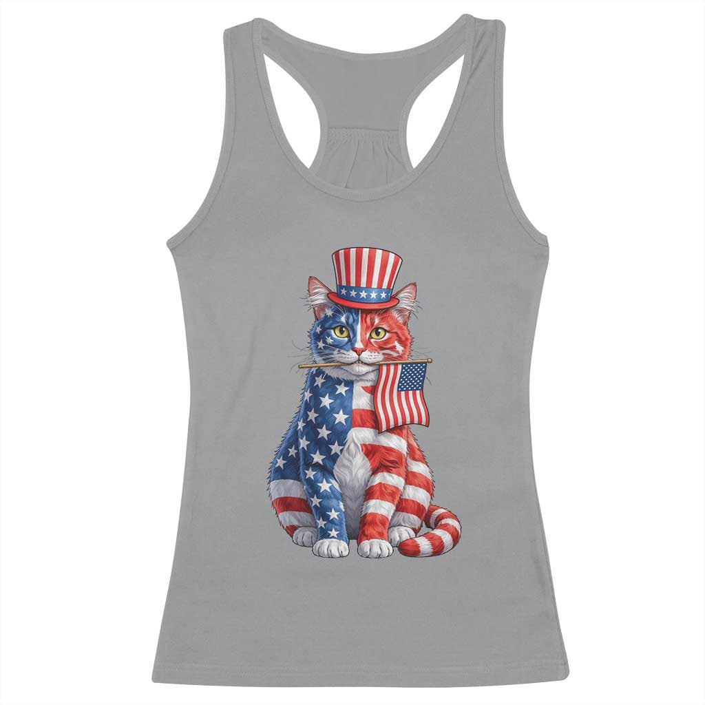 Proud American Cat Lover Racerback Tank Top Patriotic Animal Lover Gift
