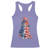 Proud American Cat Lover Racerback Tank Top Patriotic Animal Lover Gift