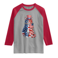Proud American Cat Lover Raglan Shirt Patriotic Animal Lover Gift