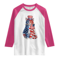 Proud American Cat Lover Raglan Shirt Patriotic Animal Lover Gift