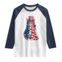 Proud American Cat Lover Raglan Shirt Patriotic Animal Lover Gift