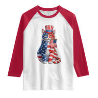 Proud American Cat Lover Raglan Shirt Patriotic Animal Lover Gift