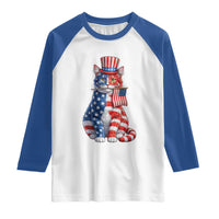 Proud American Cat Lover Raglan Shirt Patriotic Animal Lover Gift