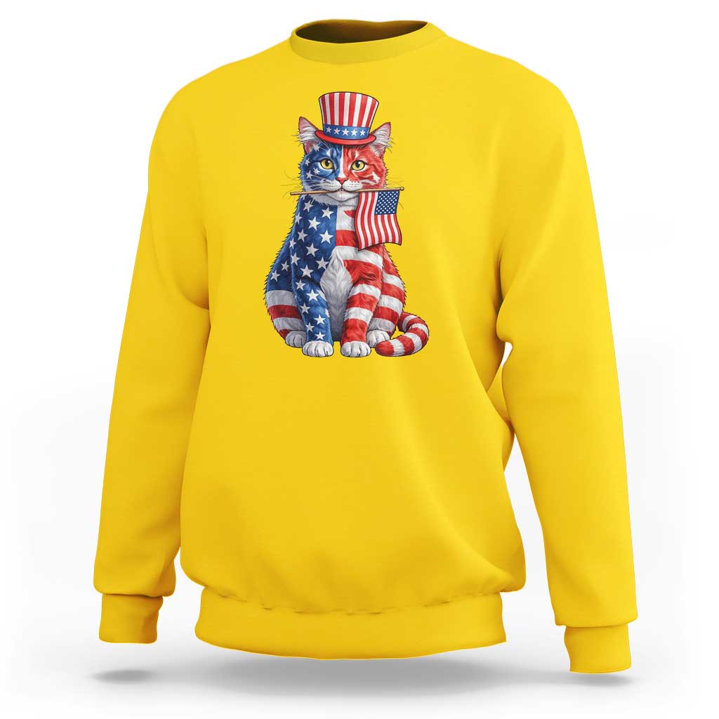 Proud American Cat Lover Sweatshirt Patriotic Animal Lover Gift